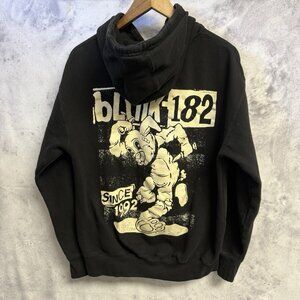 Blink-182 Hoodie Sweatshirt Black Full Zip Tour Band 2023 Men's M 21.5x24.5